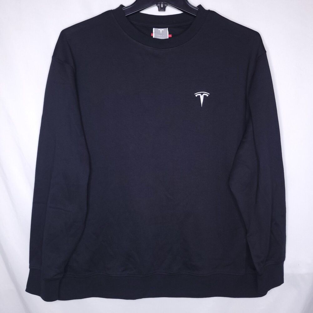 Tesla Sweatshirt Mens XL Black Embroidered Logo